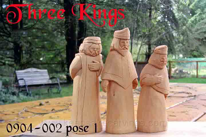 carvings of the three kings of the nativity