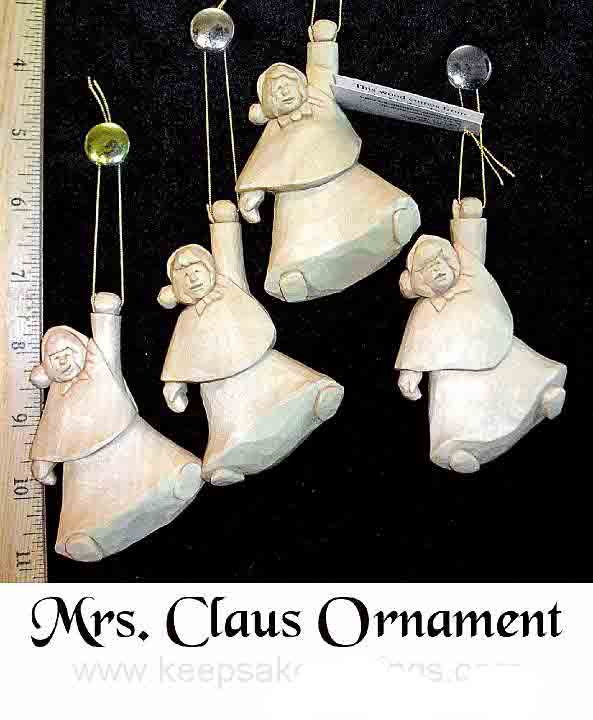 Mrs. Santa Claus wood ornaments